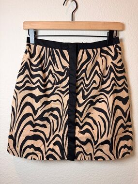 Zebra Print Mini Skirt Lost + Wander Safari Cotton Y2K Neutral Animal Print S